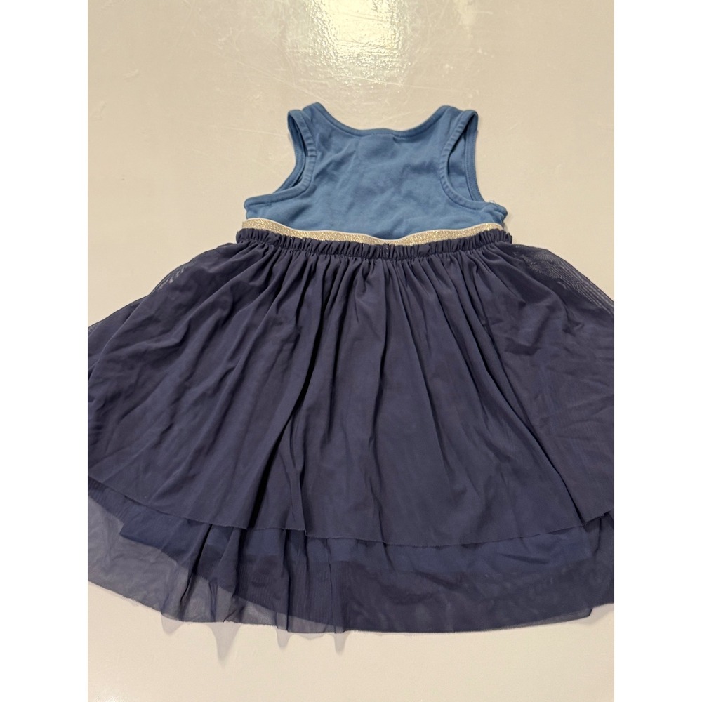 Hanna Andersson Kids Blue Tulle Tiered Dress Gold Waistband Size 90 2T 3T - Picture 5 of 7